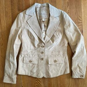 Madison beige genuine leather jacket with the cutest pockets and stitching